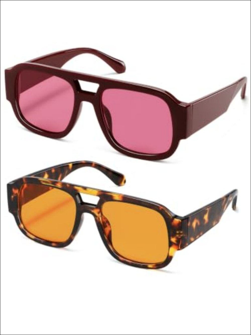 Big Retro Square Aviator Sunglasses UV400 Full-Frame
